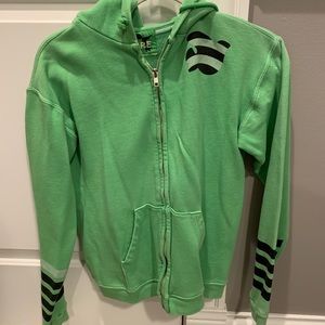 Free City zipper hooded green sweatshirt size 2